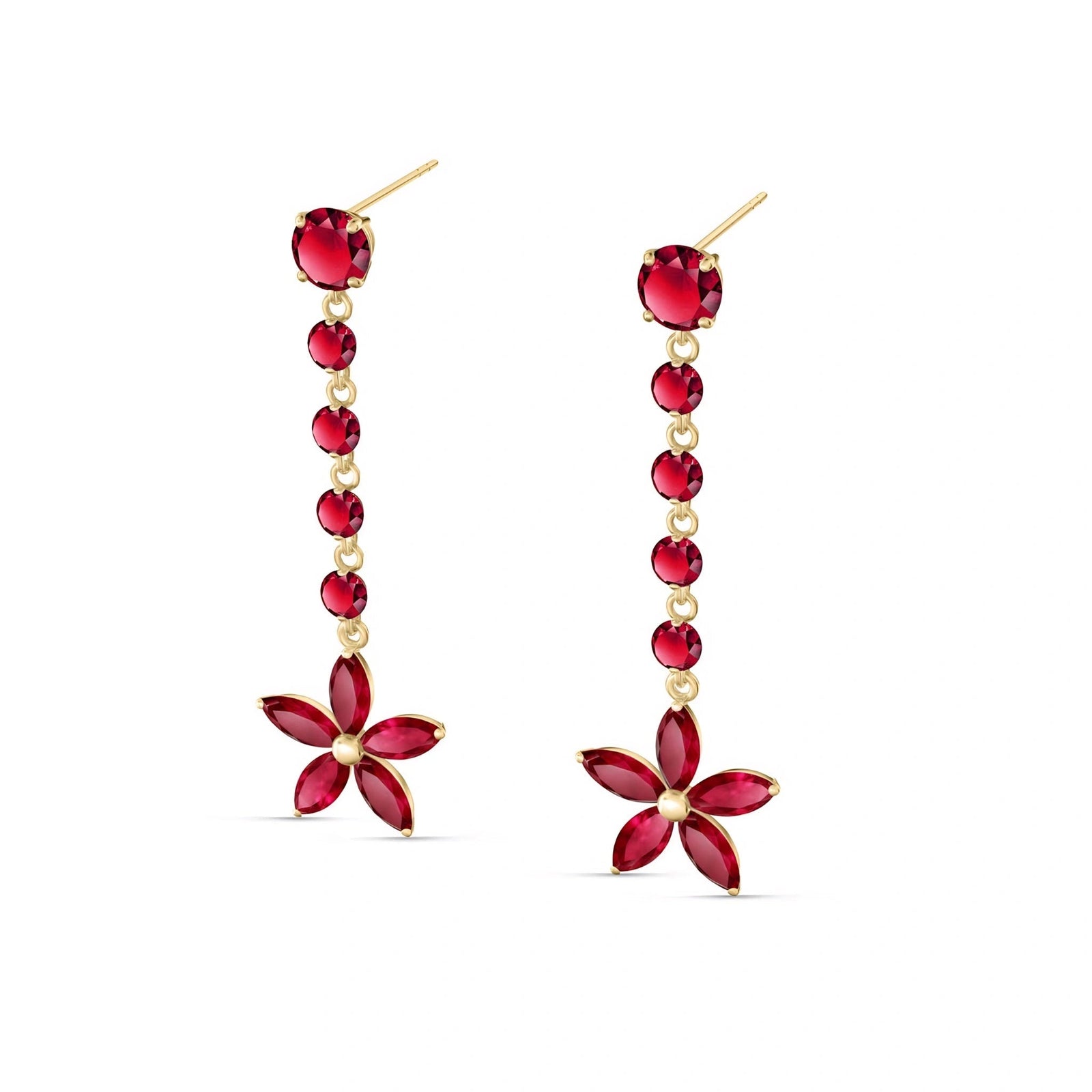 Yellow Gold Drop Earrings Ruby 10K — Camilla