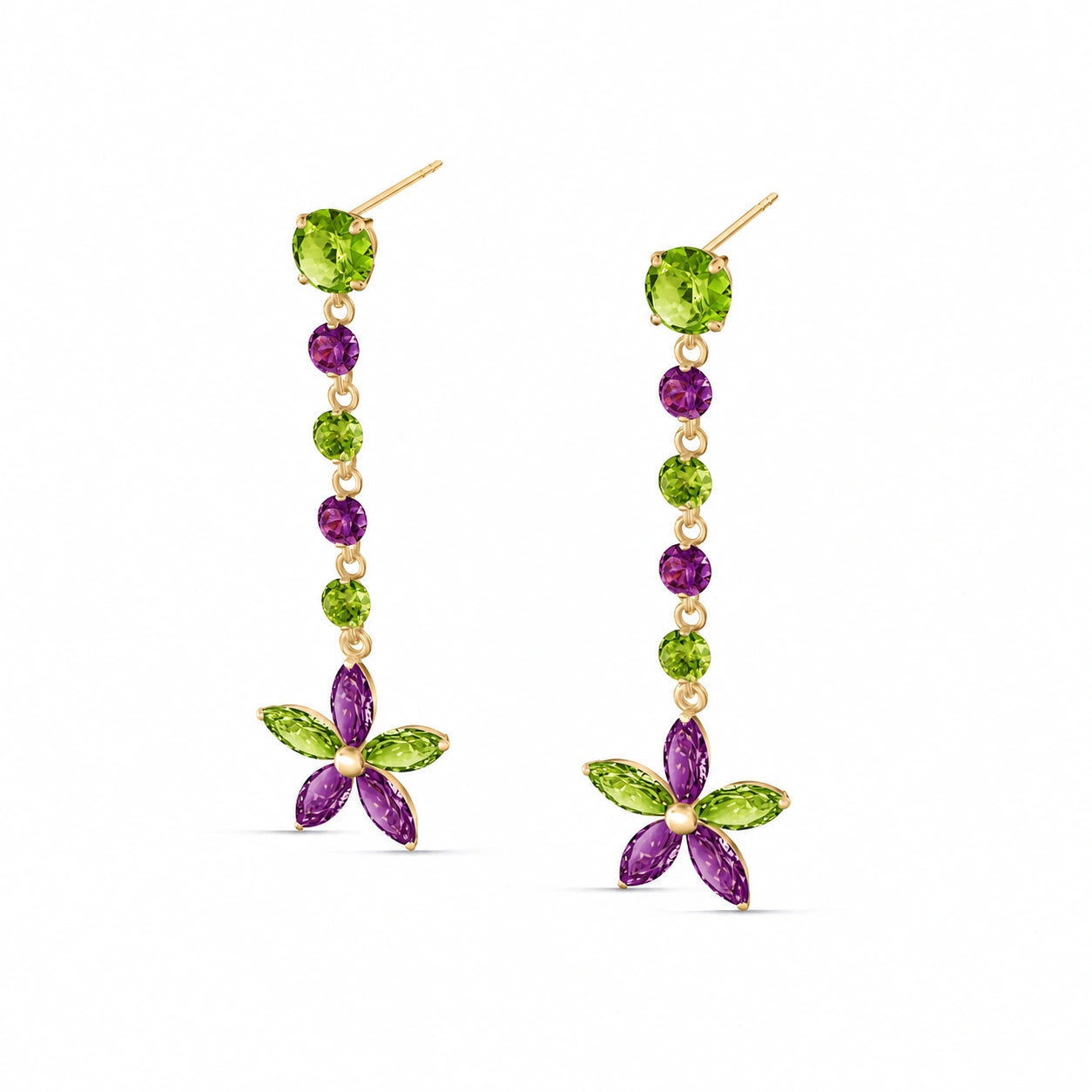 Yellow Gold Drop Earrings Ruby 10K — Camilla
