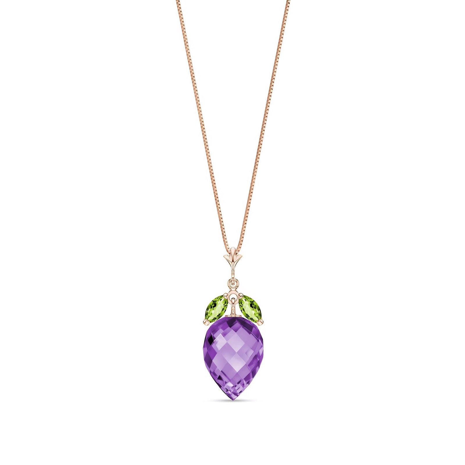 Rose Gold Pendant Necklace Amethyst 10K — Graziella