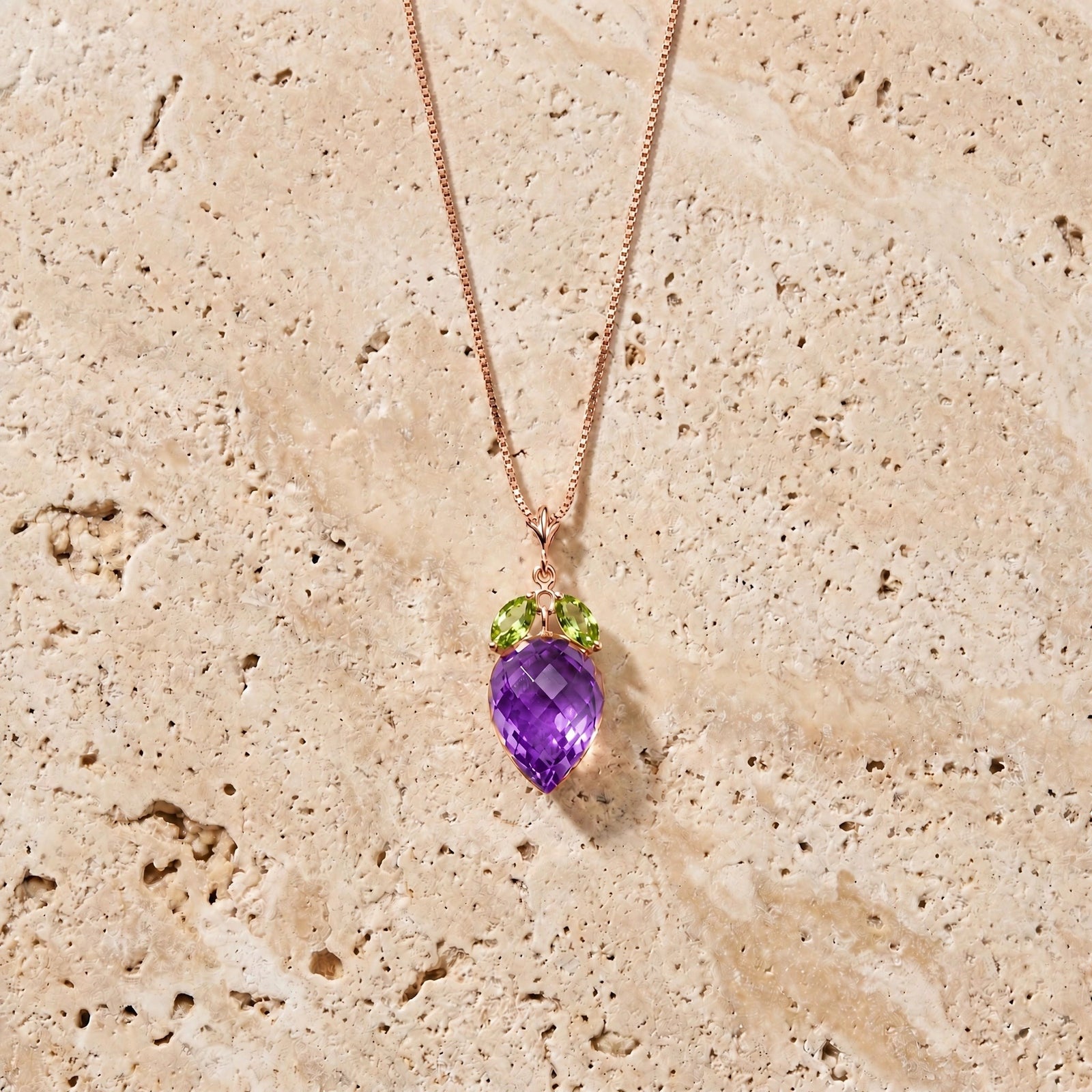 Rose Gold Pendant Necklace Amethyst 10K — Graziella