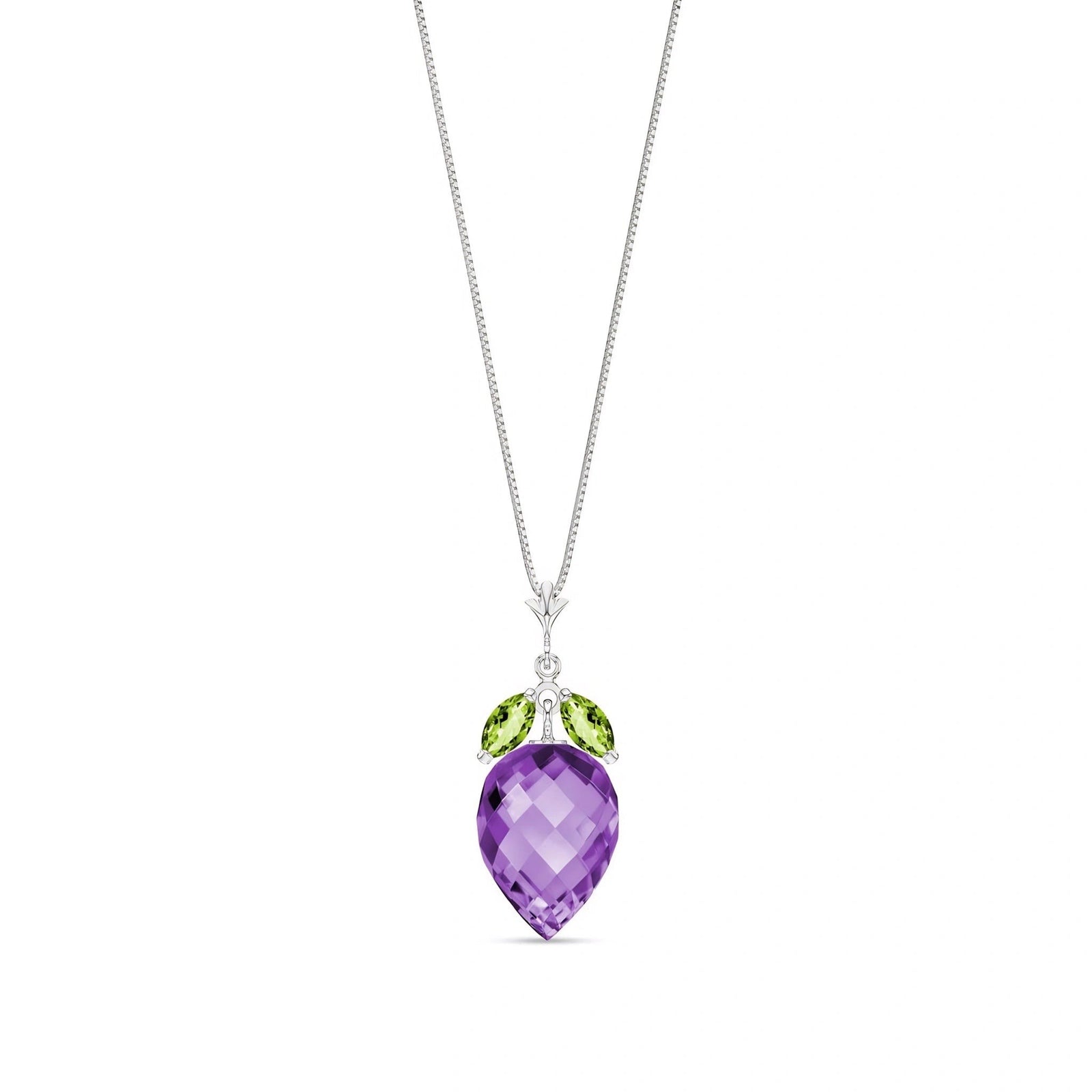 White Gold Pendant Necklace Amethyst 10K — Graziella