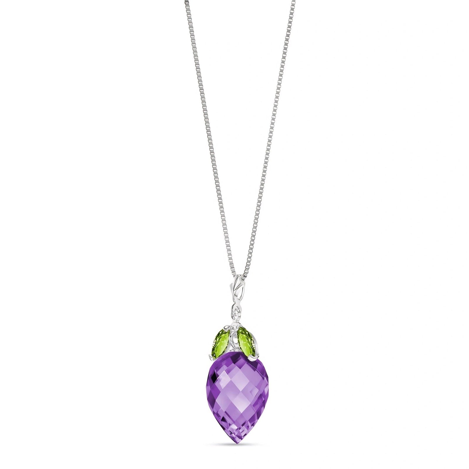 White Gold Pendant Necklace Amethyst 10K — Graziella