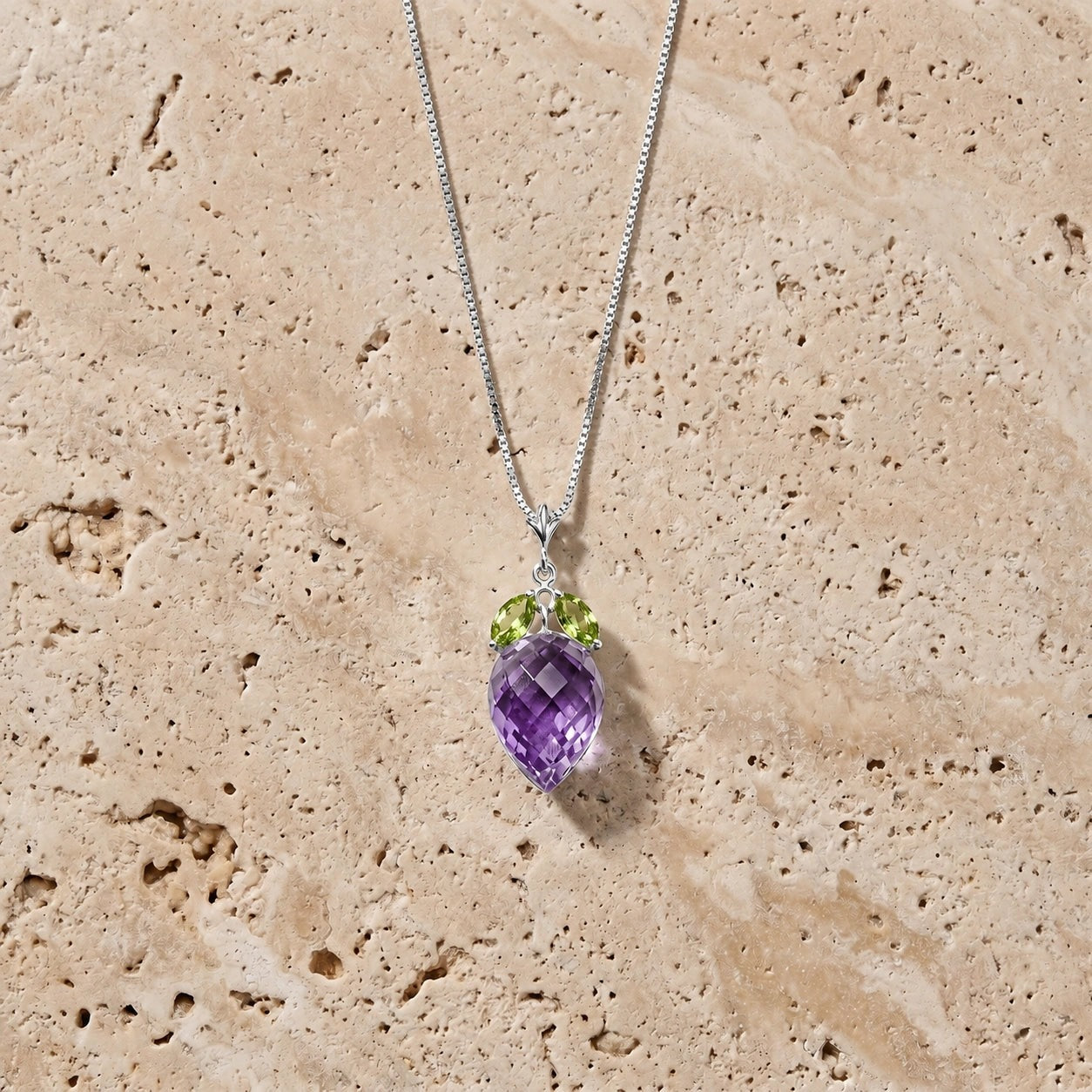 White Gold Pendant Necklace Amethyst 10K — Graziella
