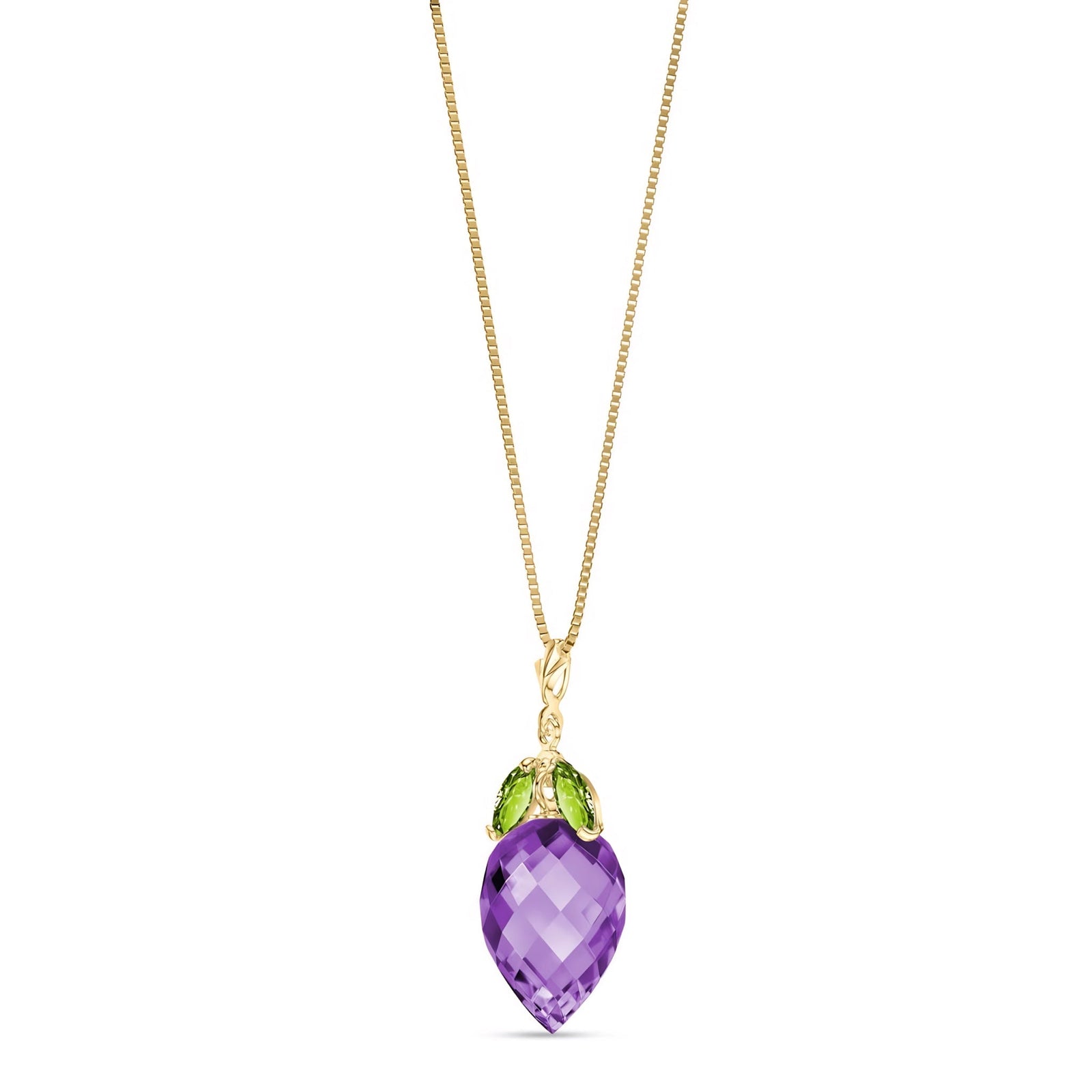 Yellow Gold Pendant Necklace Amethyst 10K — Graziella