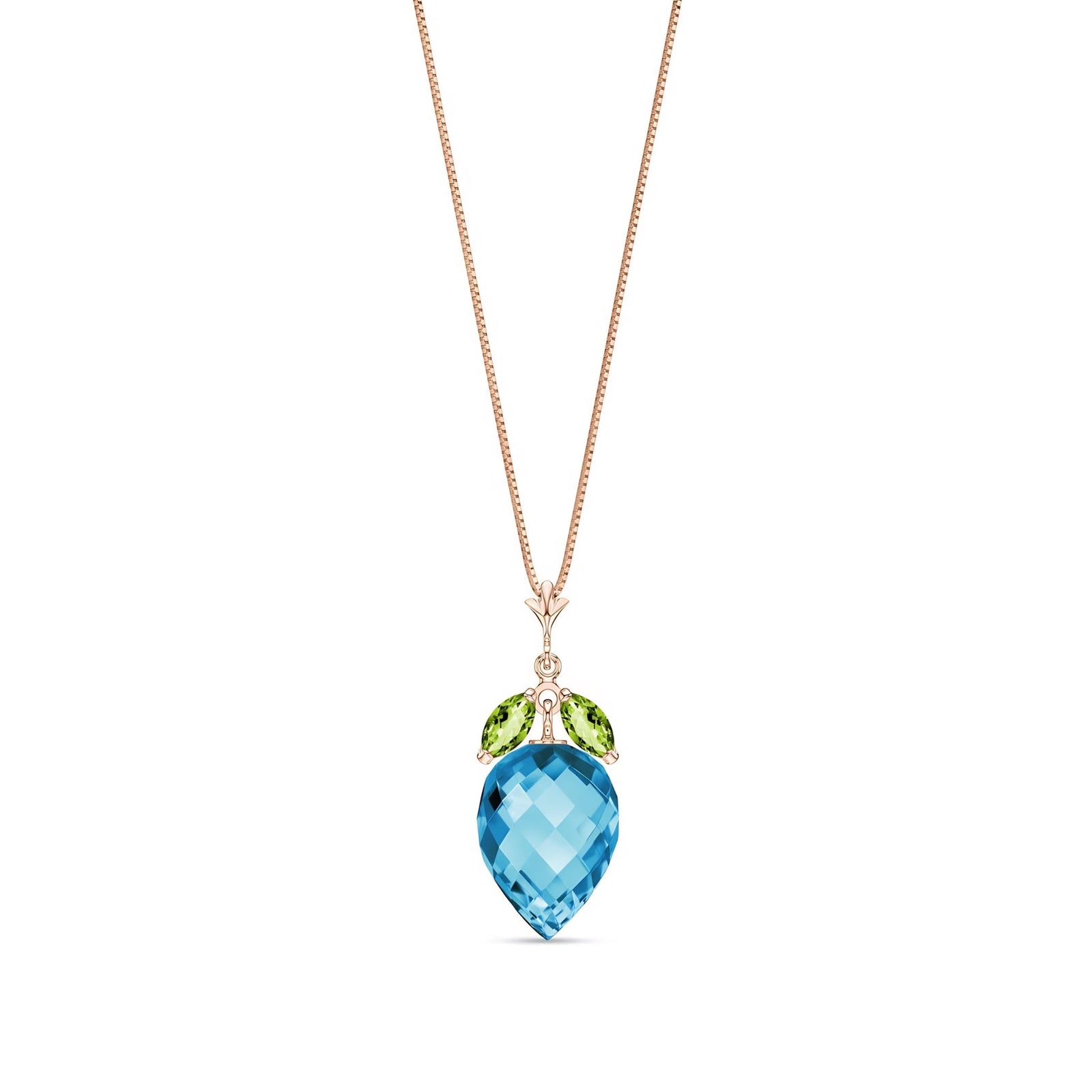 Rose Gold Pendant Necklace Blue Topaz 10K — Graziella