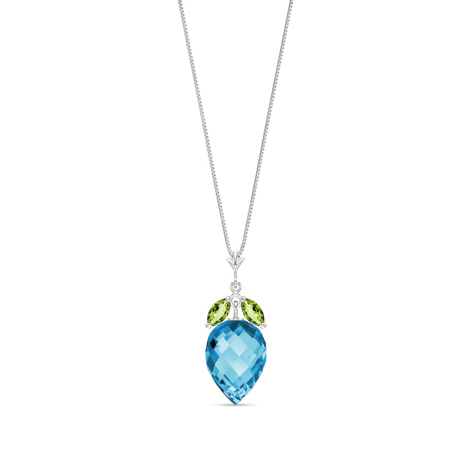 White Gold Pendant Necklace Blue Topaz 10K — Graziella