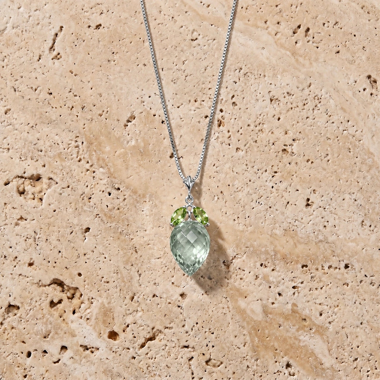 White Gold Pendant Necklace Blue Topaz 10K — Graziella