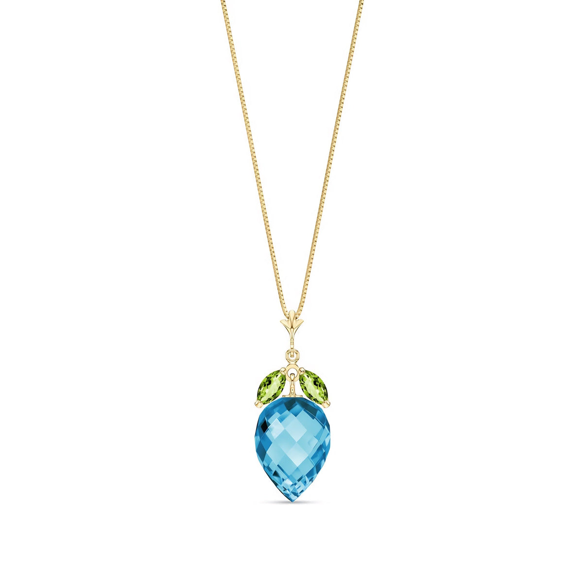 Yellow Gold Pendant Necklace Blue Topaz 10K — Graziella