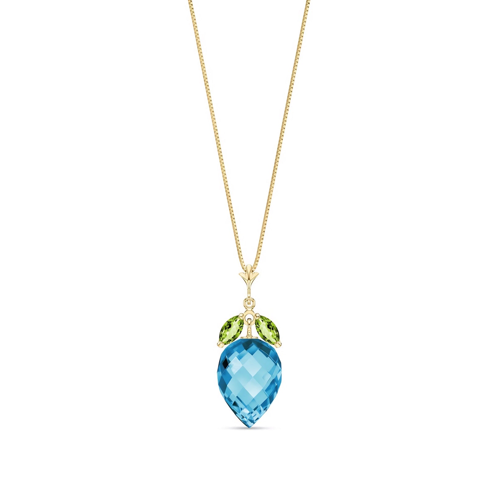 Yellow Gold Pendant Necklace Blue Topaz 10K — Graziella