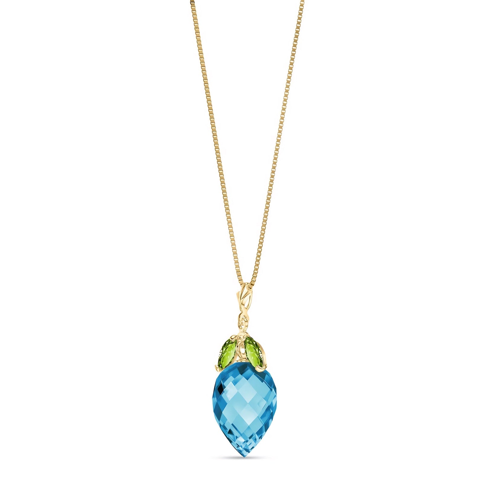 Yellow Gold Pendant Necklace Blue Topaz 10K — Graziella