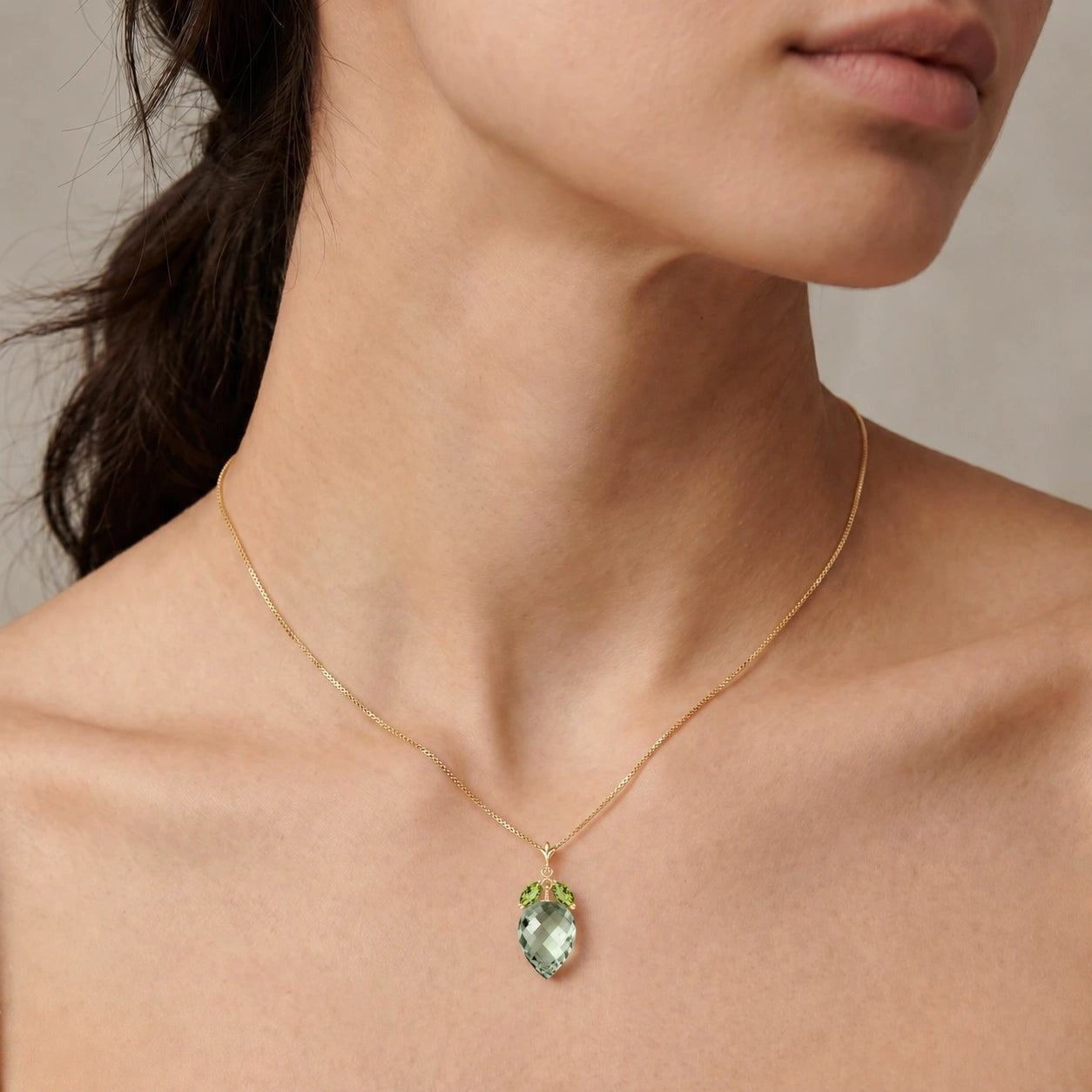 Yellow Gold Pendant Necklace Blue Topaz 10K — Graziella