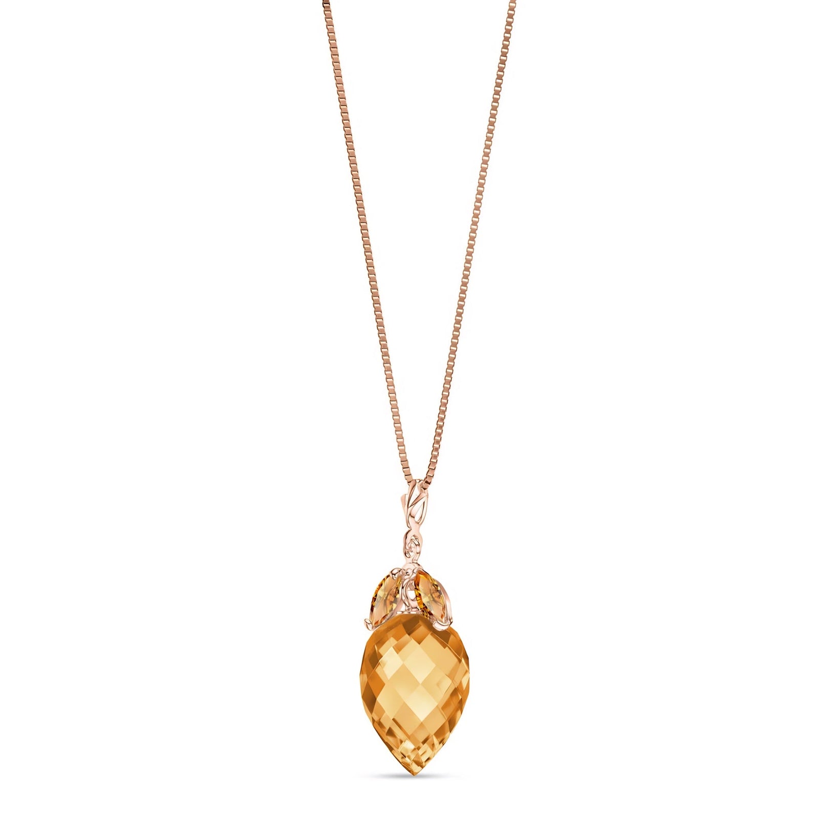 Rose Gold Pendant Necklace Citrine 10K — Graziella