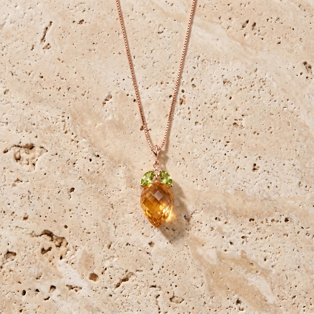 Rose Gold Pendant Necklace Citrine 10K — Graziella