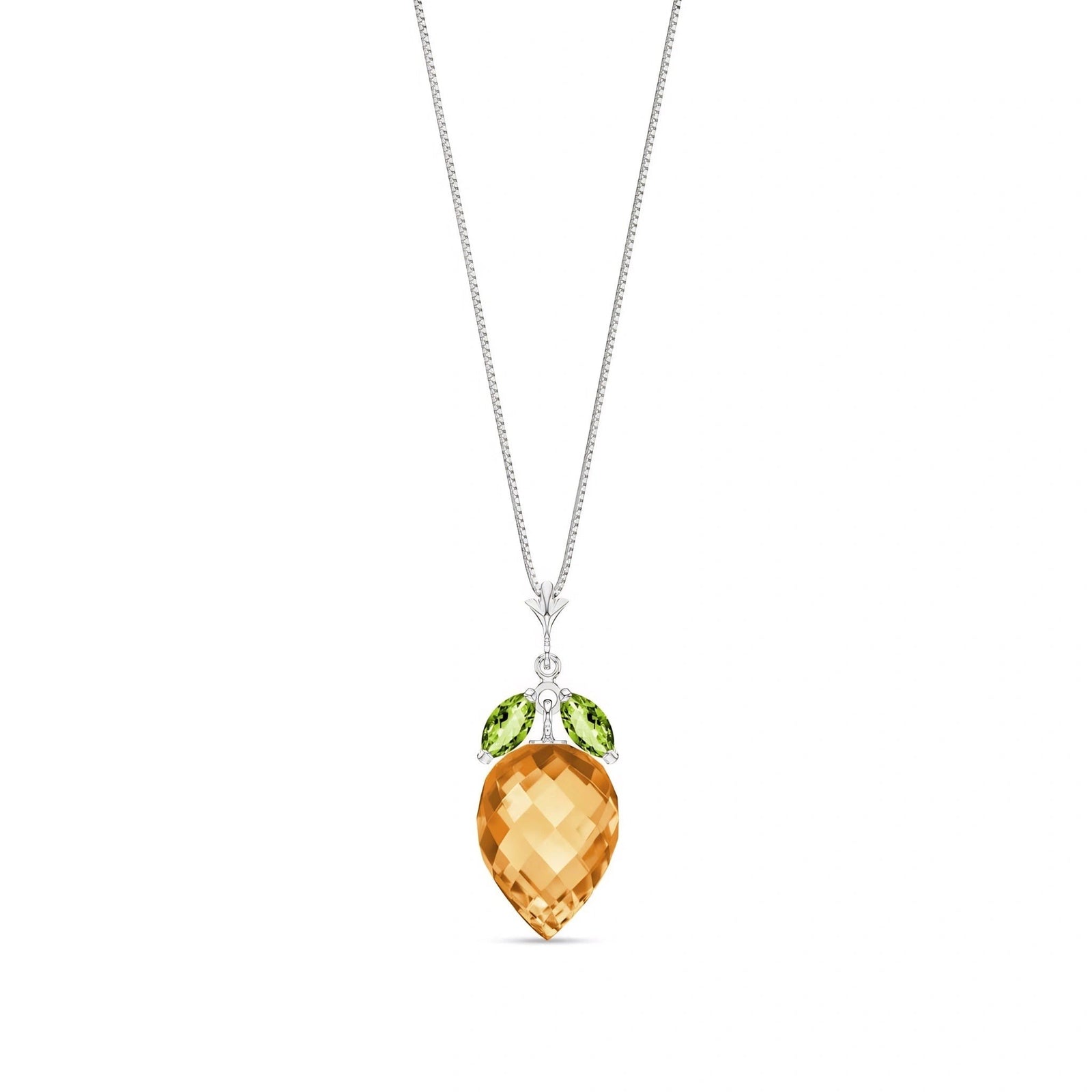 White Gold Pendant Necklace Citrine 10K — Graziella