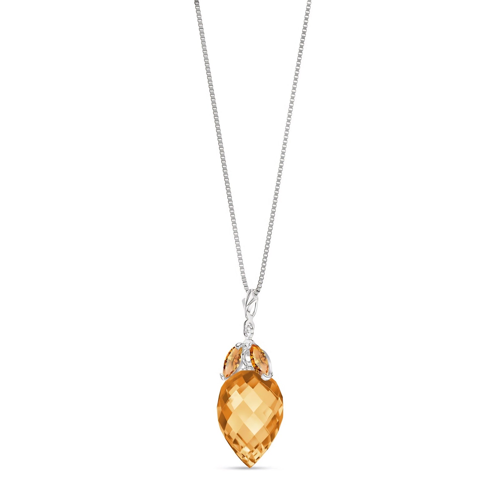 White Gold Pendant Necklace Citrine 10K — Graziella