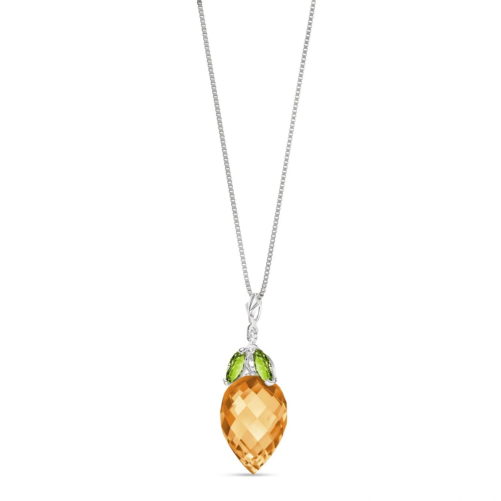 White Gold Pendant Necklace Citrine 10K — Graziella