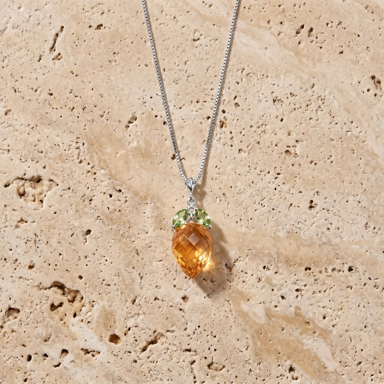White Gold Pendant Necklace Citrine 10K — Graziella