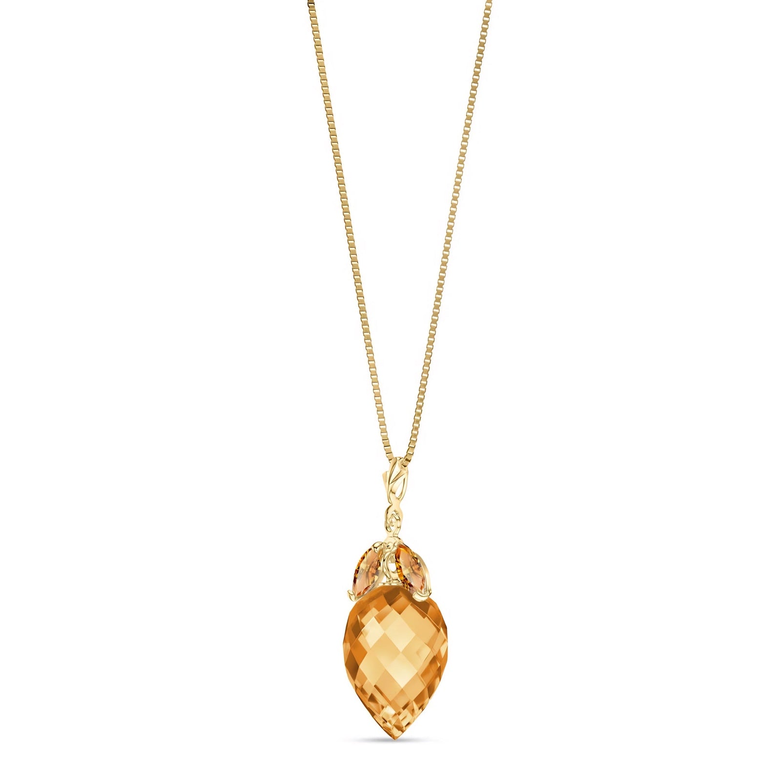 Yellow Gold Pendant Necklace Citrine 10K — Graziella