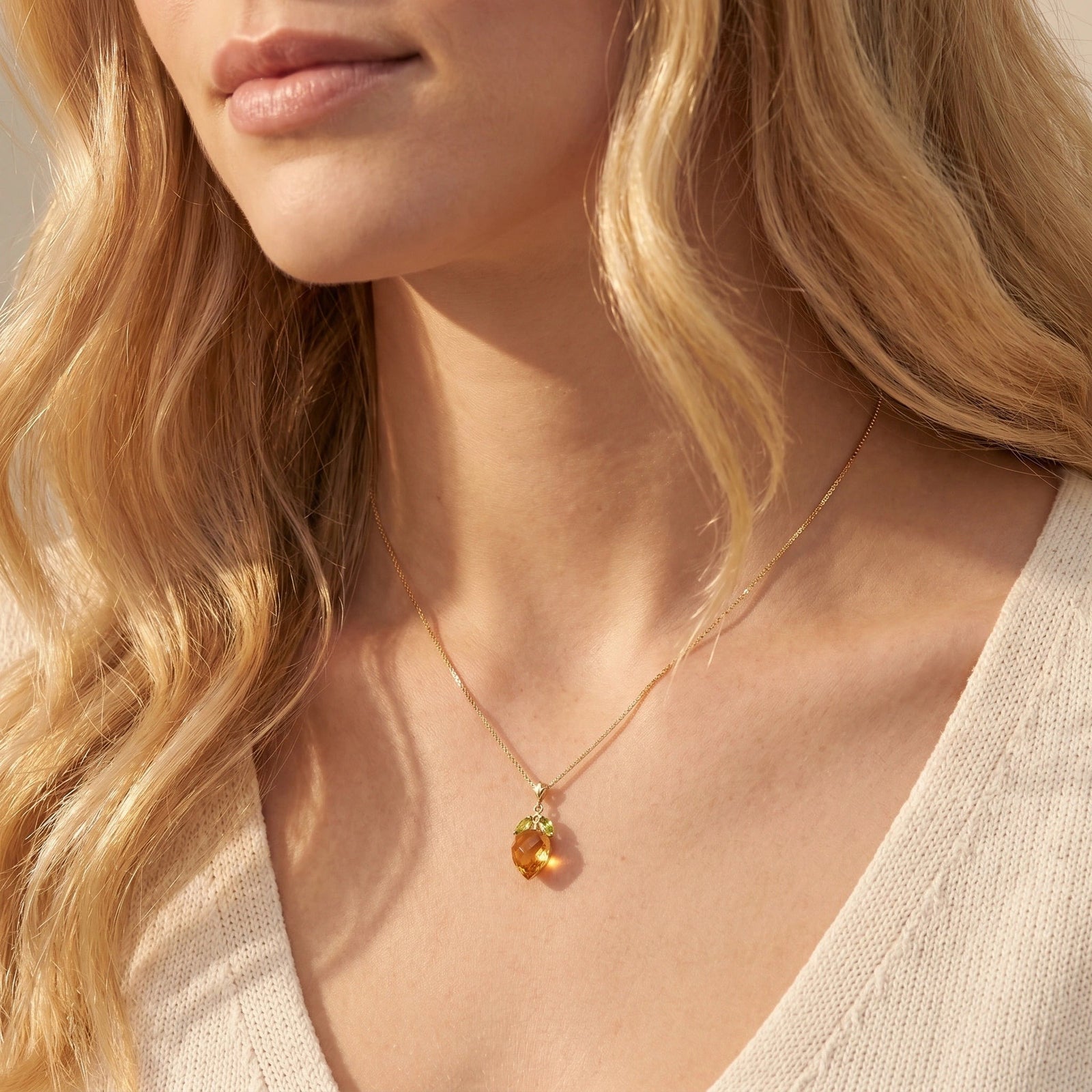 Yellow Gold Pendant Necklace Citrine 10K — Graziella