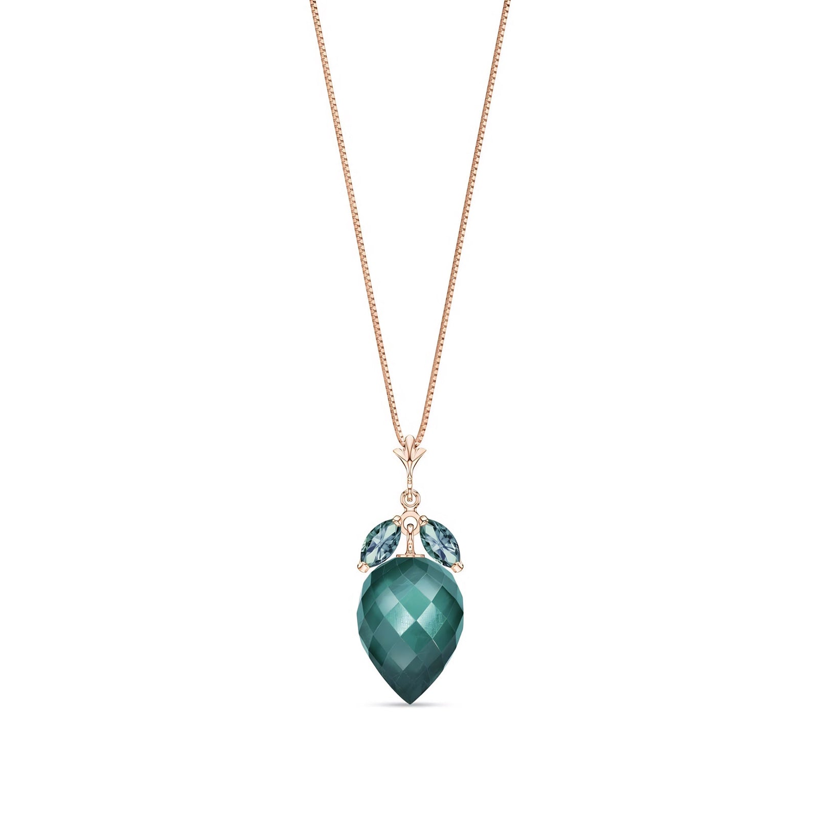 Rose Gold Pendant Necklace Emerald 10K — Graziella