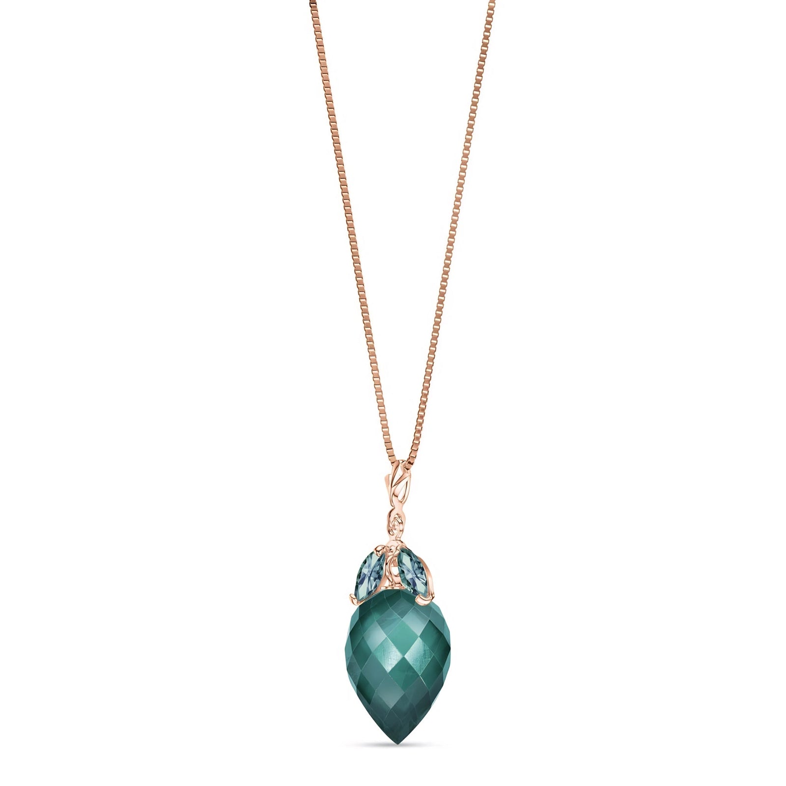 Rose Gold Pendant Necklace Emerald 10K — Graziella