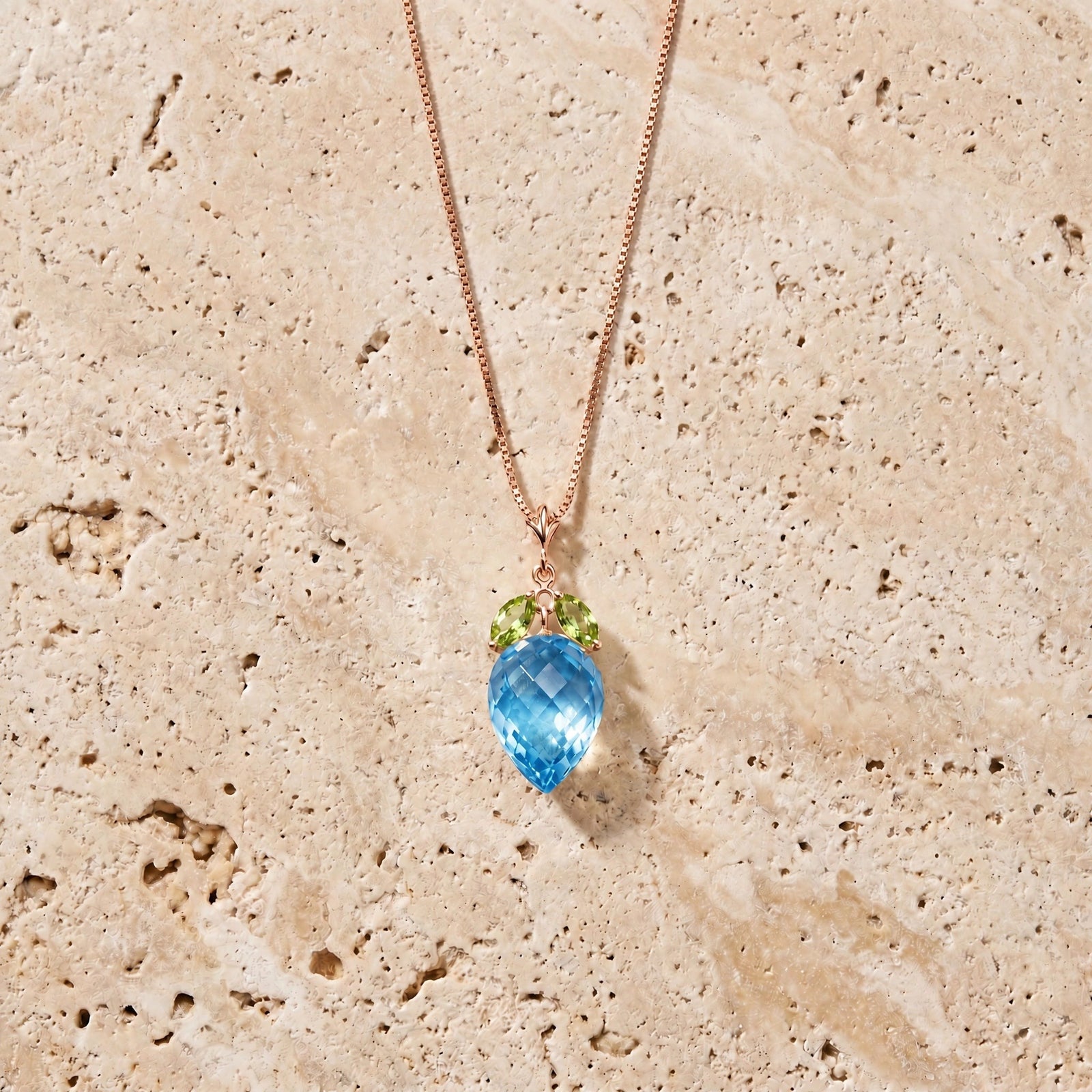 Rose Gold Pendant Necklace Emerald 10K — Graziella