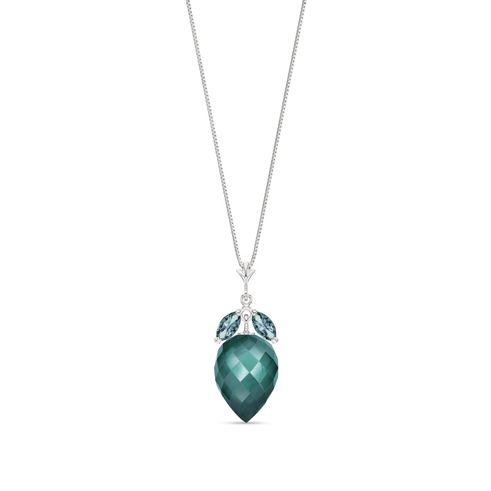 White Gold Pendant Necklace Emerald 10K — Graziella