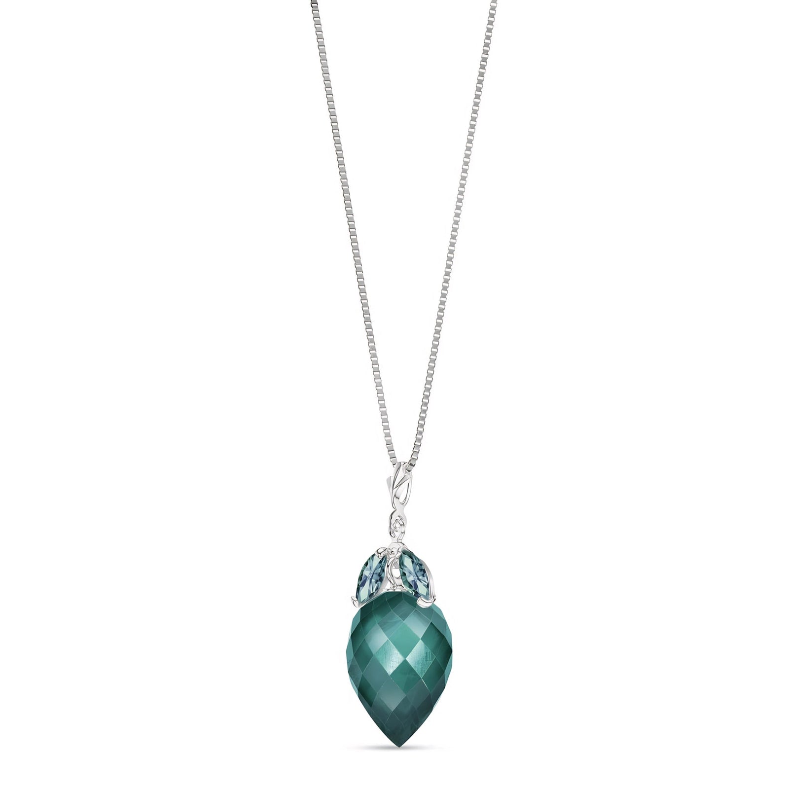 White Gold Pendant Necklace Emerald 10K — Graziella
