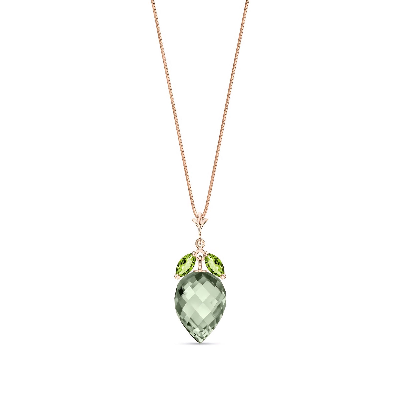 Rose Gold Pendant Necklace Green Amethyst 10K — Graziella