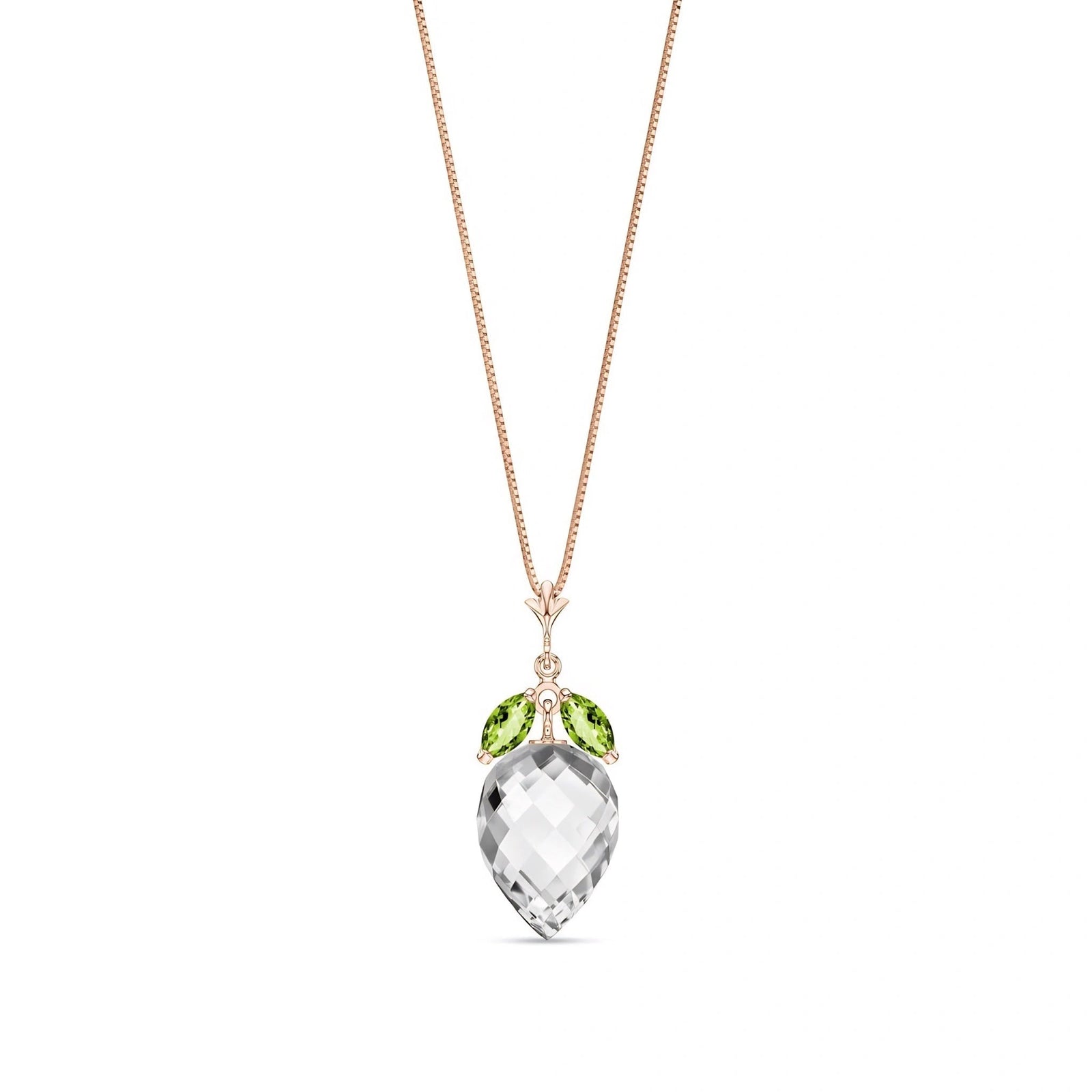 Rose Gold Pendant Necklace Green Amethyst 10K — Graziella