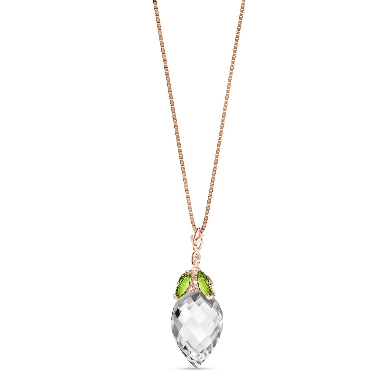 Rose Gold Pendant Necklace Green Amethyst 10K — Graziella