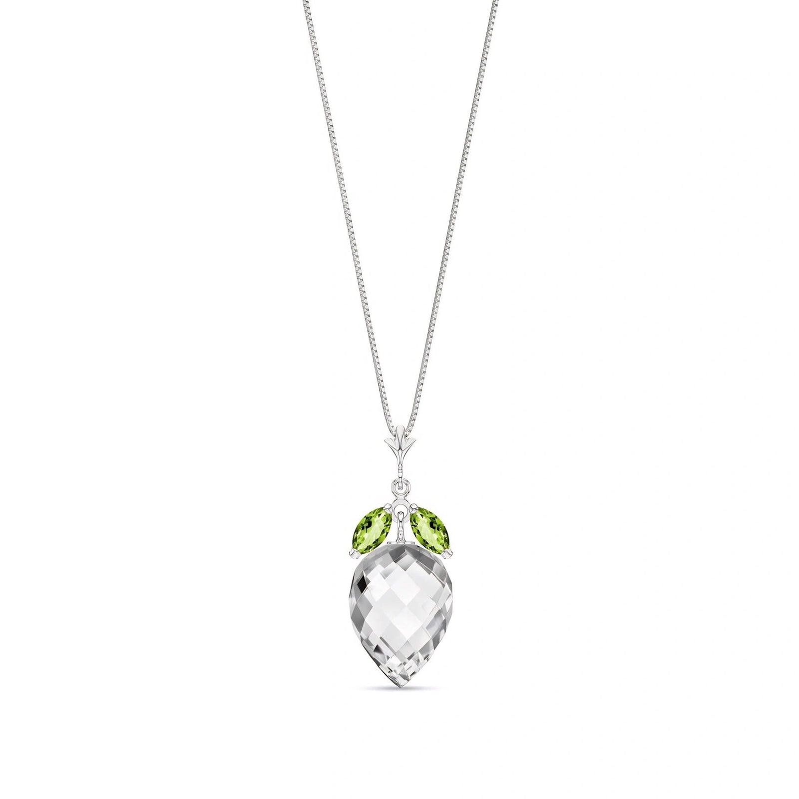White Gold Pendant Necklace Green Amethyst 10K — Graziella