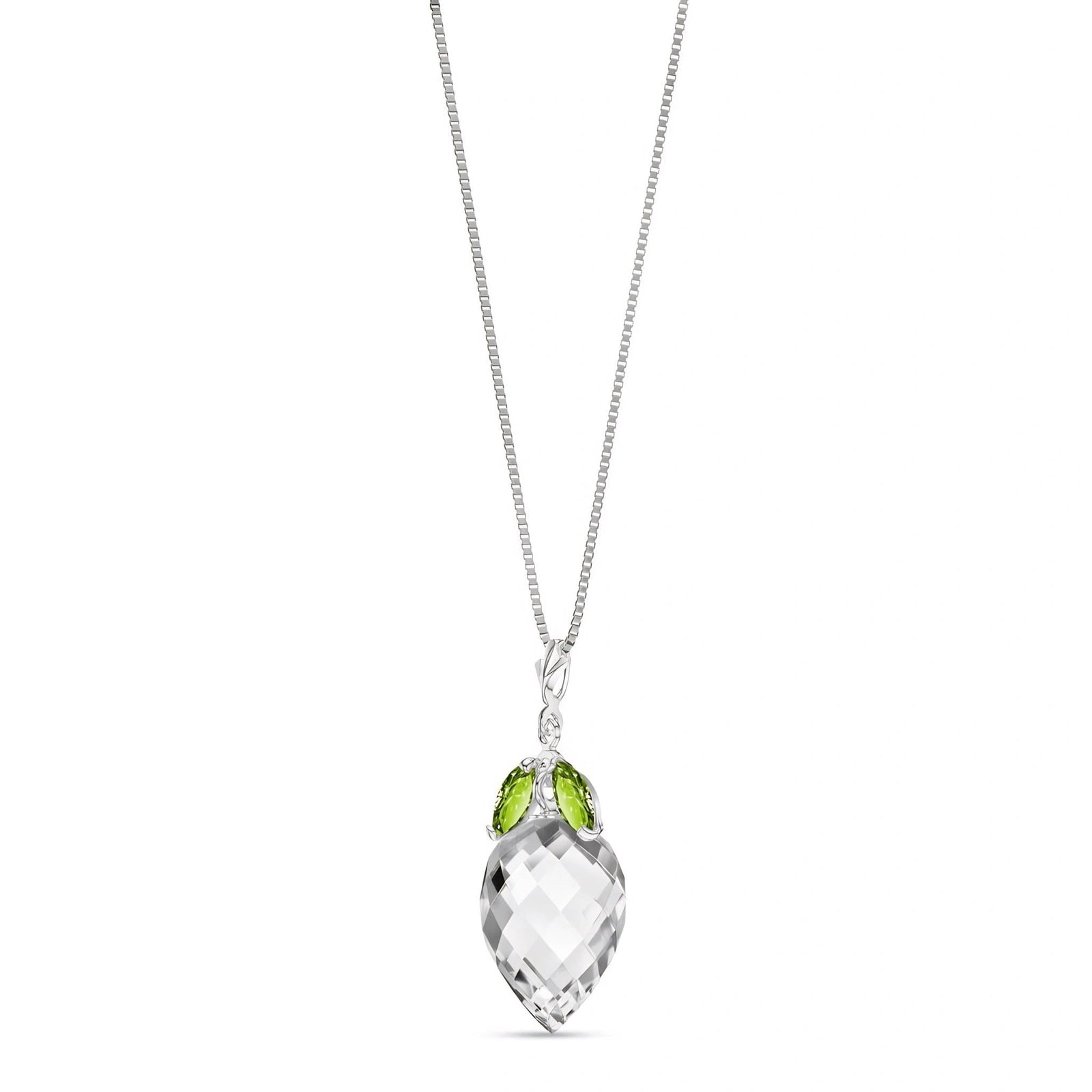 White Gold Pendant Necklace Green Amethyst 10K — Graziella