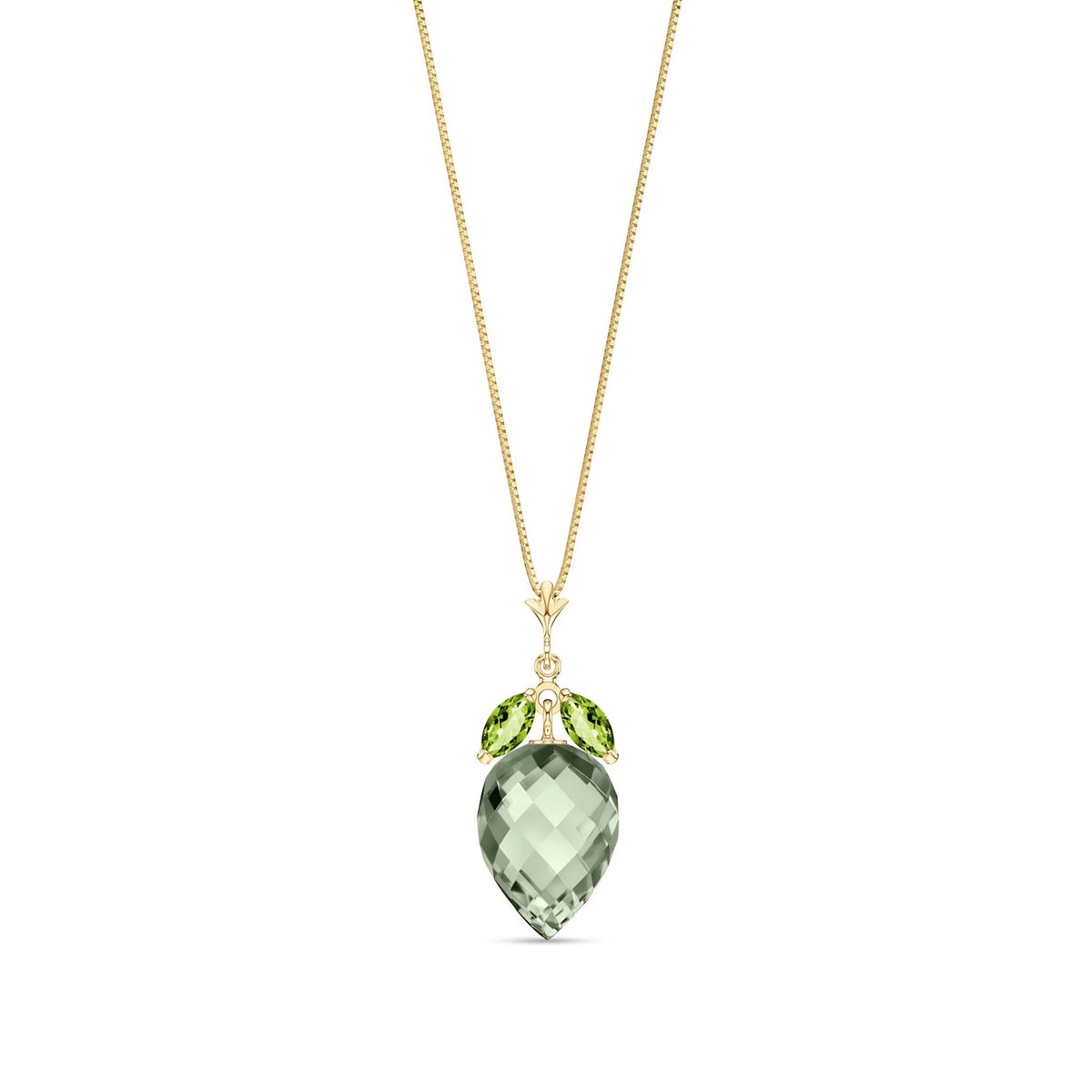 Yellow Gold Pendant Necklace Green Amethyst 10K — Graziella