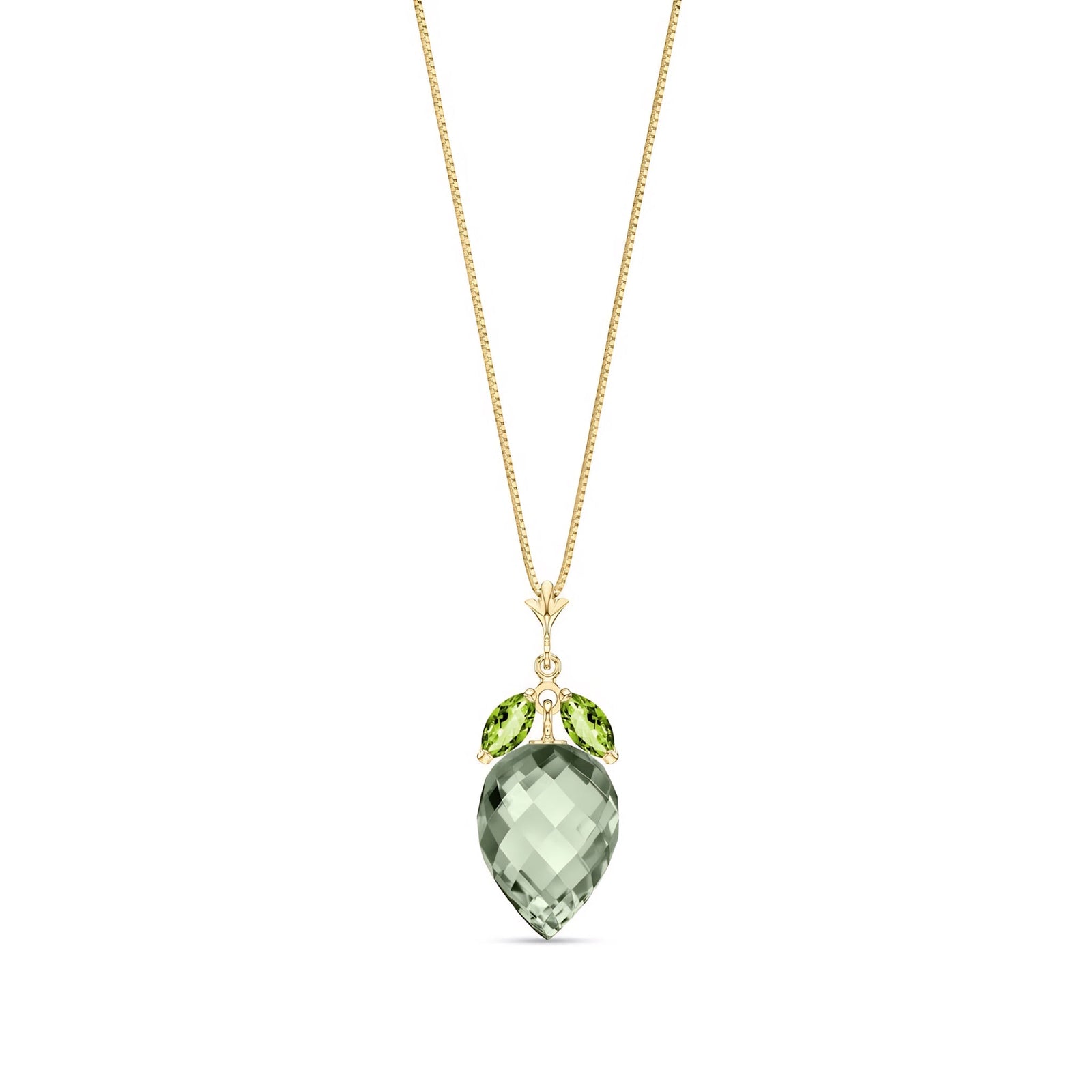 Yellow Gold Pendant Necklace Green Amethyst 10K — Graziella