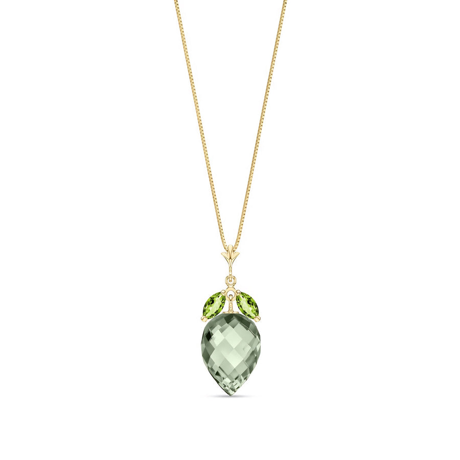 Yellow Gold Pendant Necklace Green Amethyst 10K — Graziella