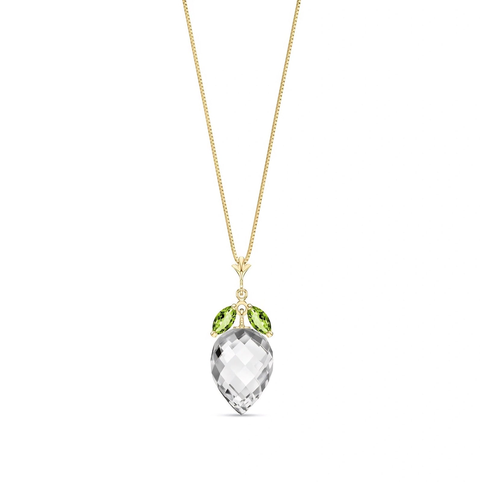 Yellow Gold Pendant Necklace Green Amethyst 10K — Graziella