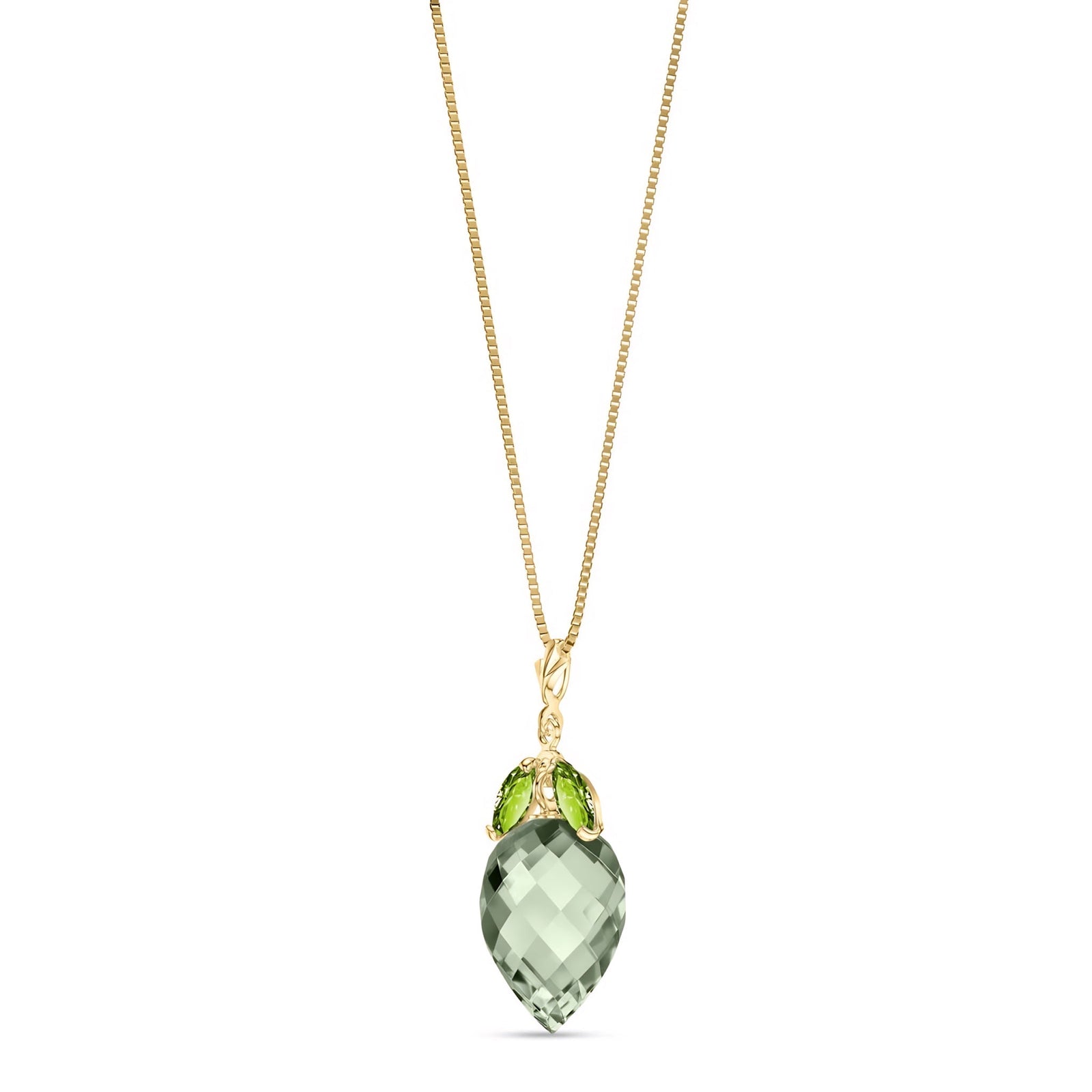 Yellow Gold Pendant Necklace Green Amethyst 10K — Graziella