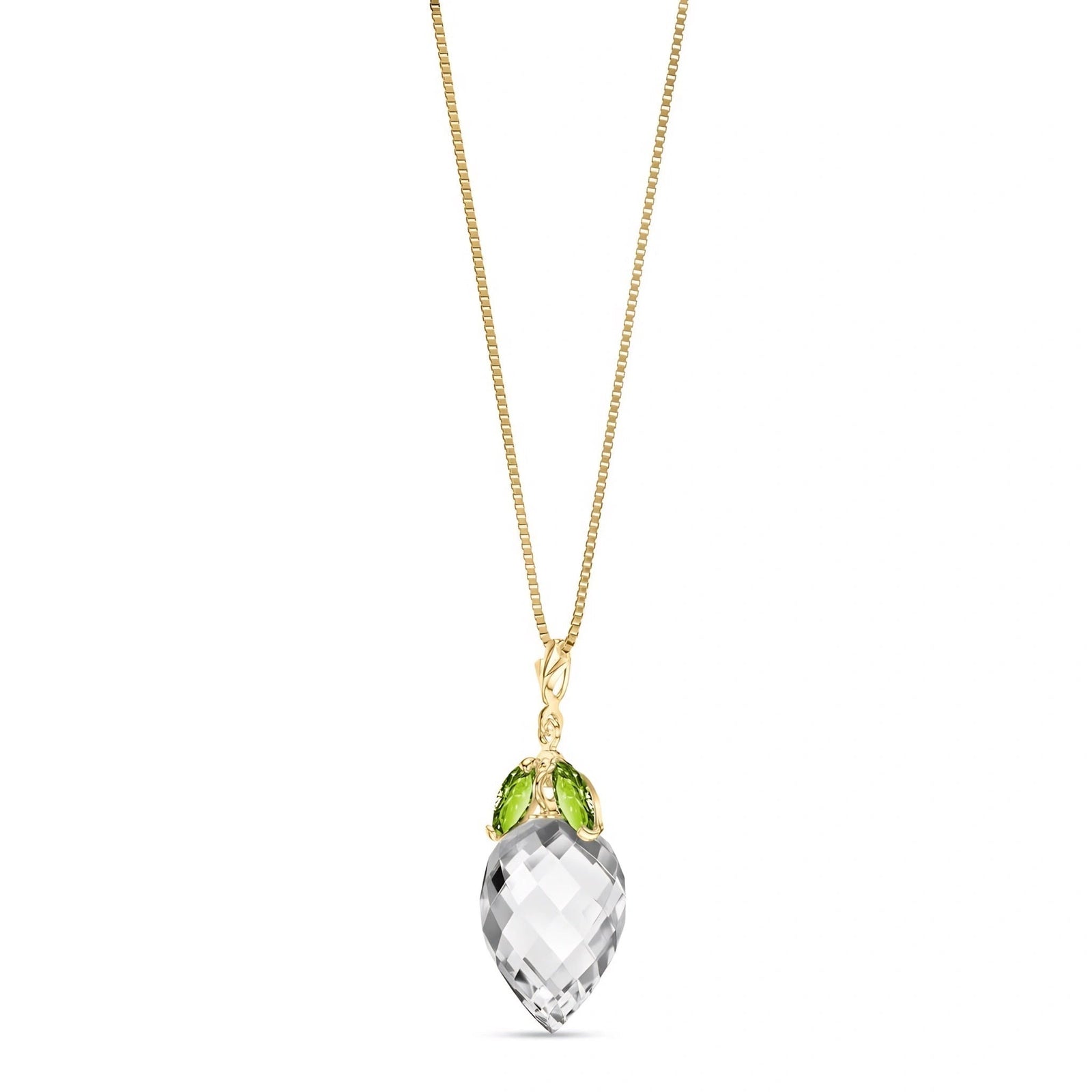 Yellow Gold Pendant Necklace Green Amethyst 10K — Graziella