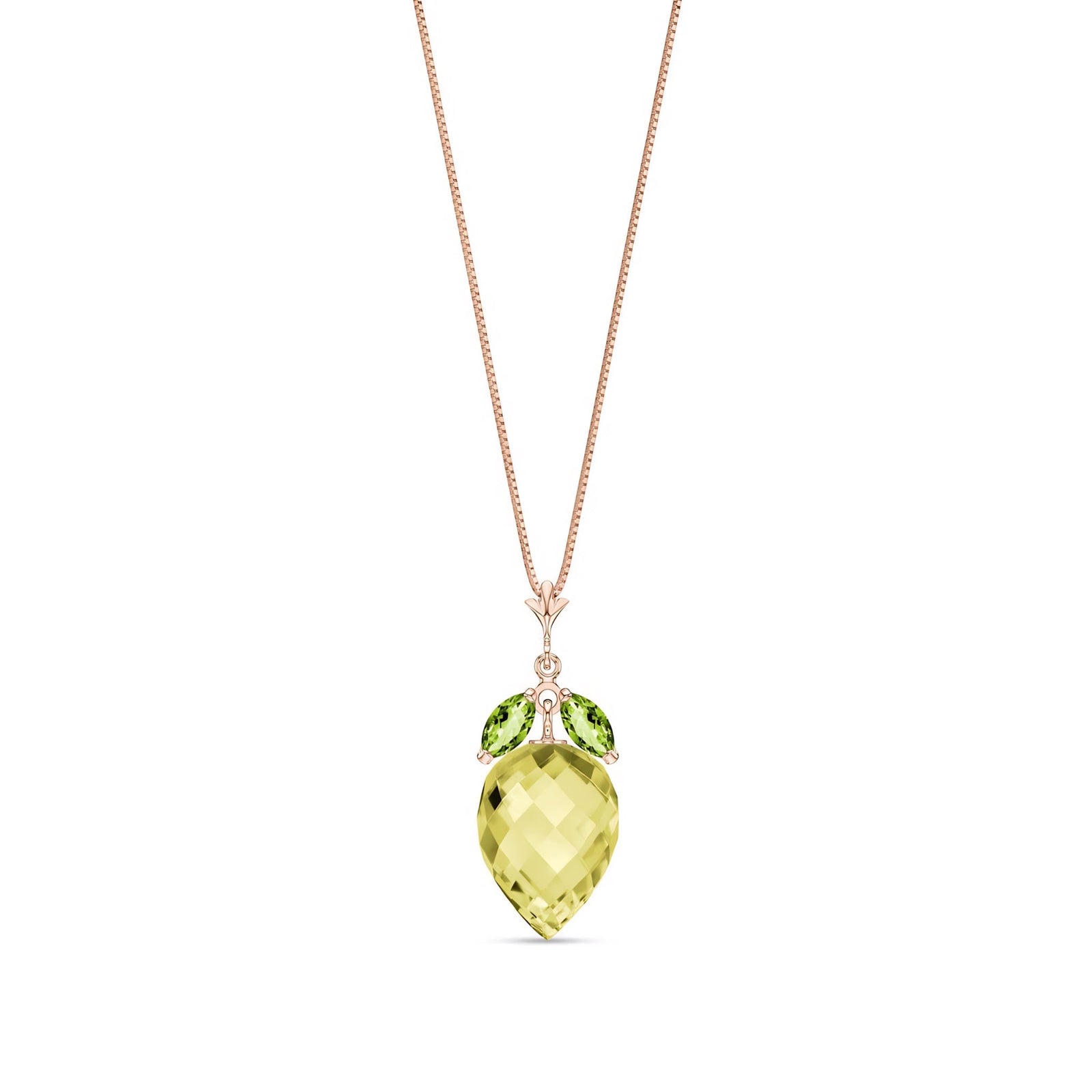 Rose Gold Pendant Necklace Lemon Quartz 10K — Graziella