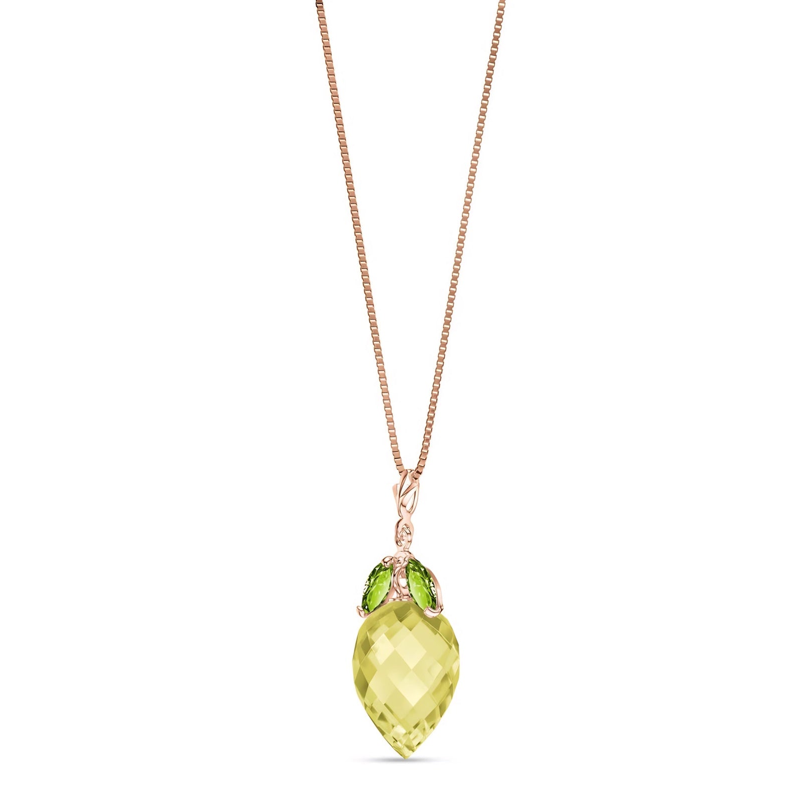 Rose Gold Pendant Necklace Lemon Quartz 10K — Graziella