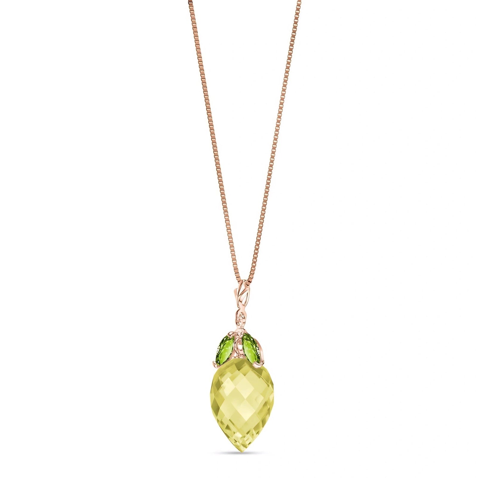 Rose Gold Pendant Necklace Lemon Quartz 10K — Graziella