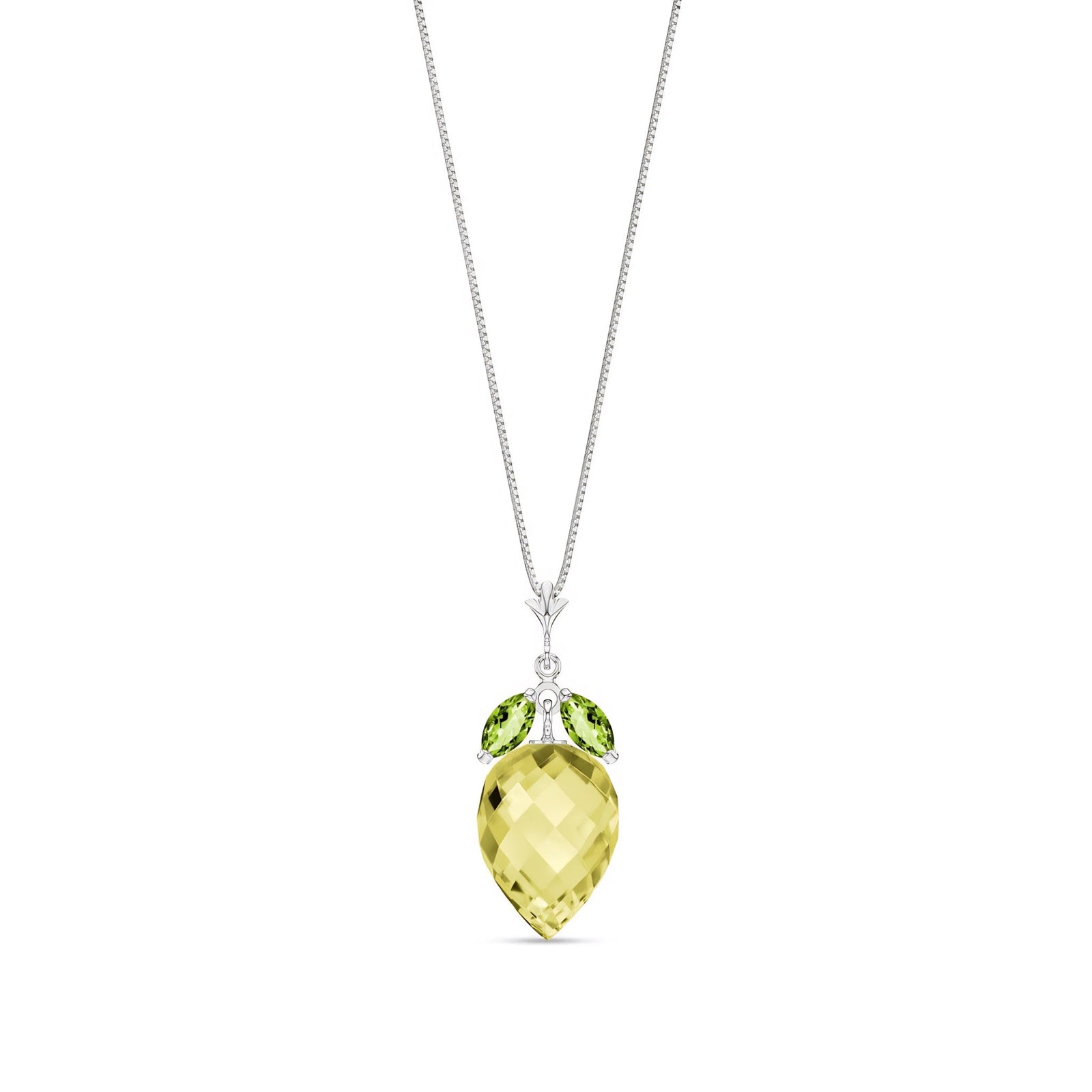 White Gold Pendant Necklace Lemon Quartz 10K — Graziella