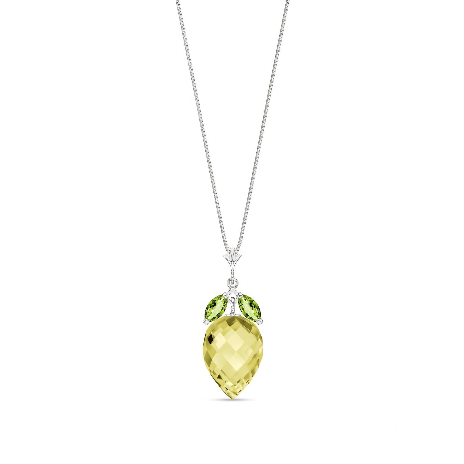 White Gold Pendant Necklace Lemon Quartz 10K — Graziella