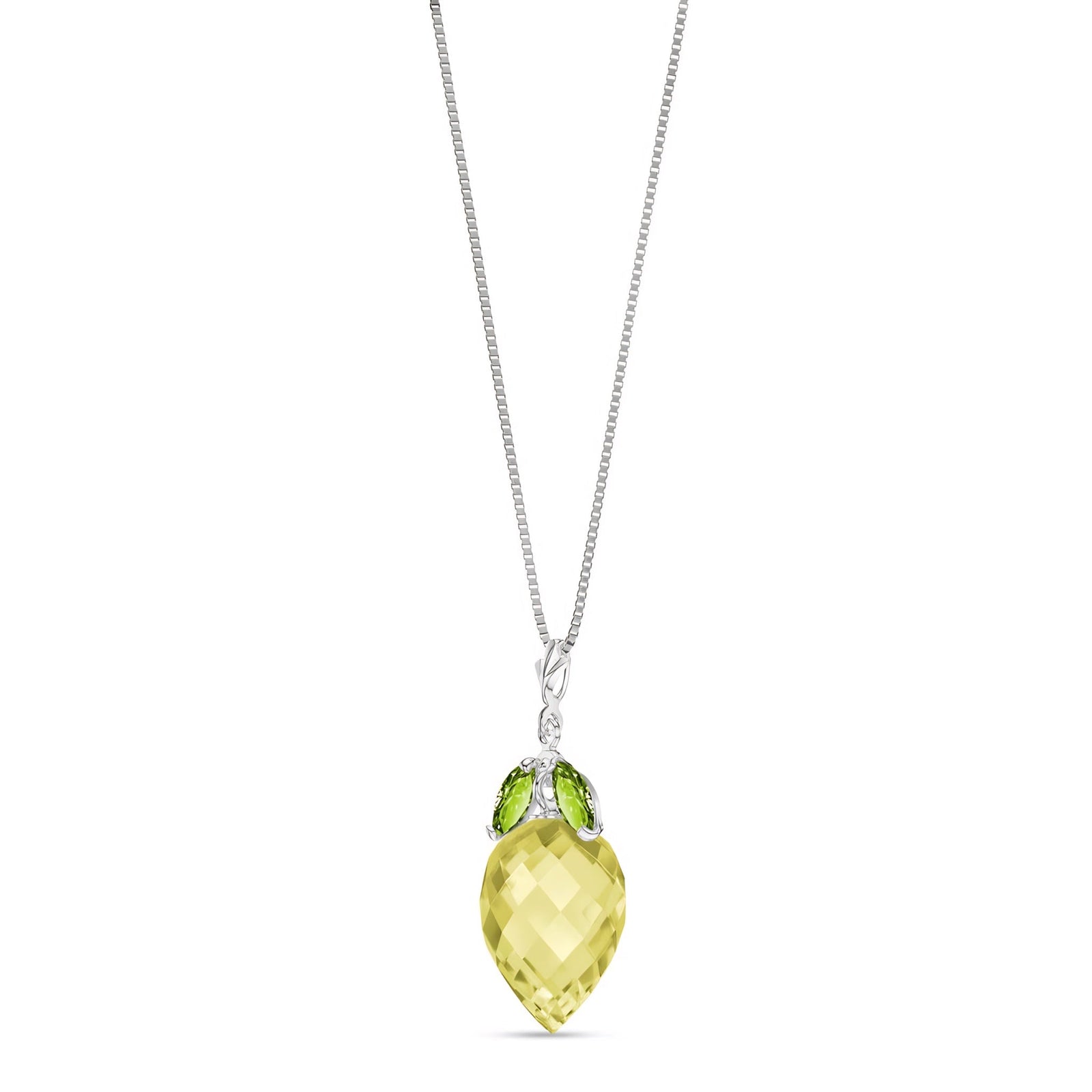 White Gold Pendant Necklace Lemon Quartz 10K — Graziella