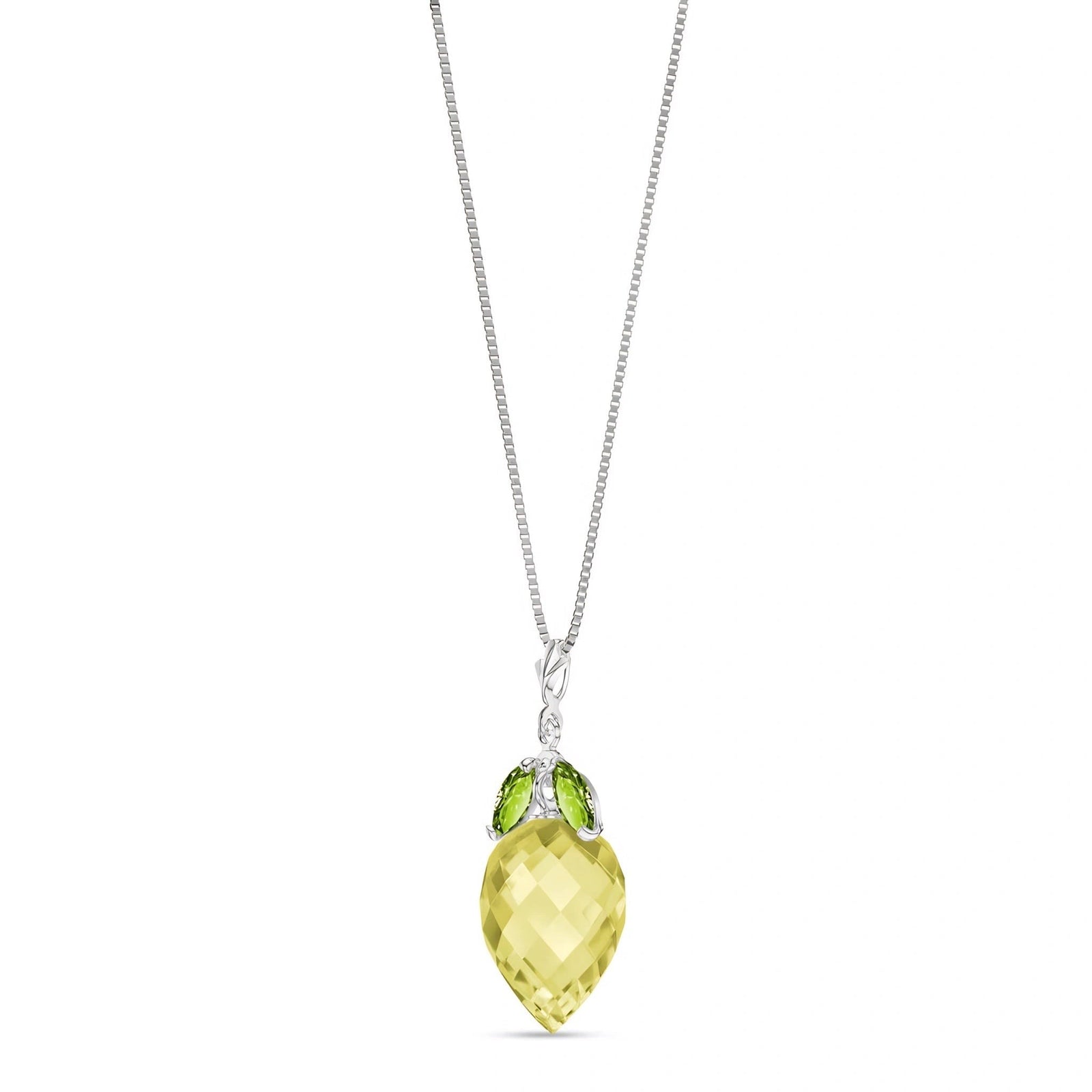 White Gold Pendant Necklace Lemon Quartz 10K — Graziella