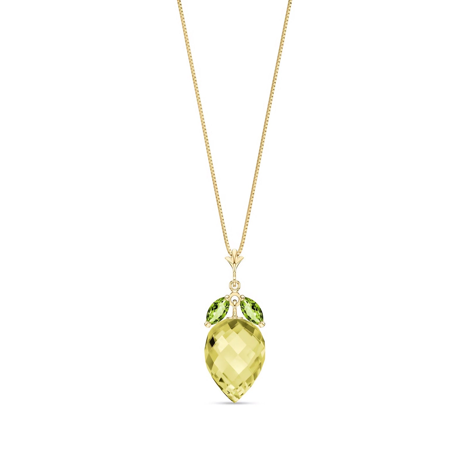 Yellow Gold Pendant Necklace Lemon Quartz 10K — Graziella