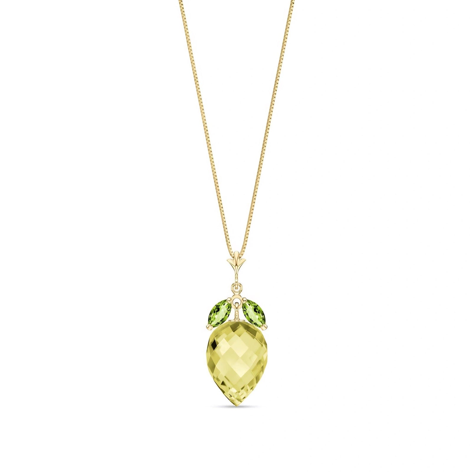 Yellow Gold Pendant Necklace Lemon Quartz 10K — Graziella