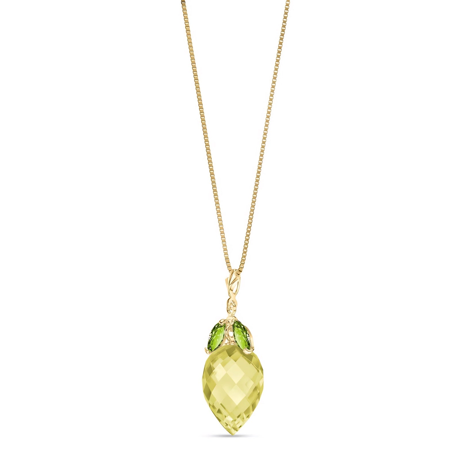 Yellow Gold Pendant Necklace Lemon Quartz 10K — Graziella