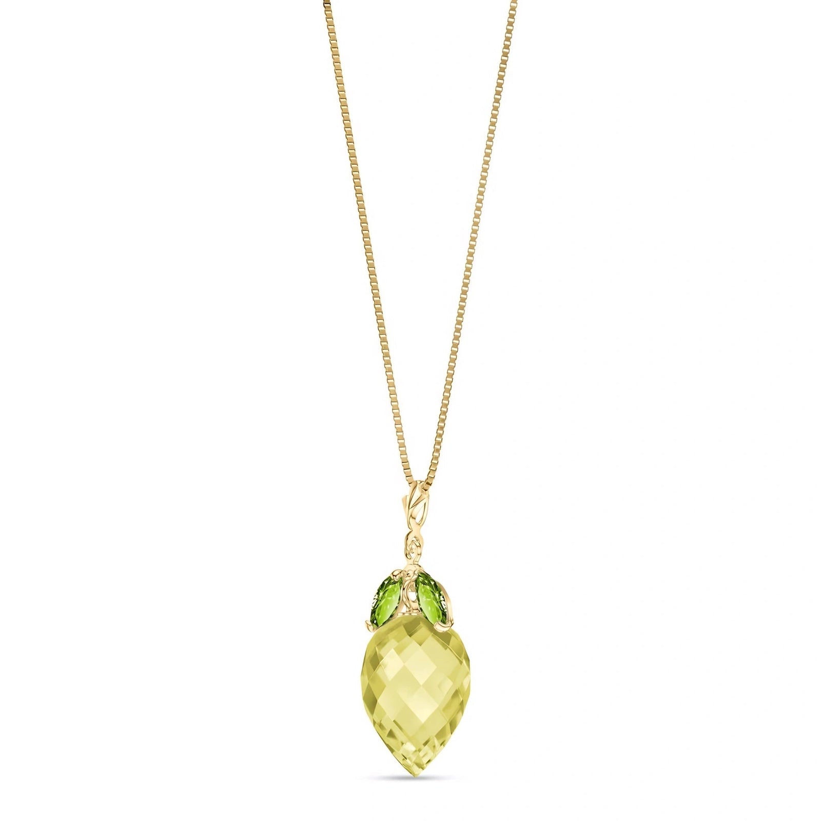 Yellow Gold Pendant Necklace Lemon Quartz 10K — Graziella